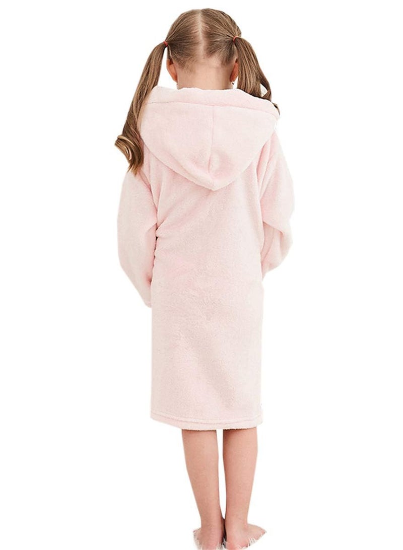 Umeyda Girls' Bathrobe, Plush Pool Cover up Hooded Fleece Robe Bathrobe for Toddler Little & Big Girls, Pink, US 9-10 Years, CN 150 - Image 5